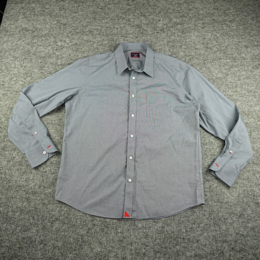 UNTUCKit Shirt Mens Extr Large Blue Micro Plaid Wrinkle Free Button Up Casual